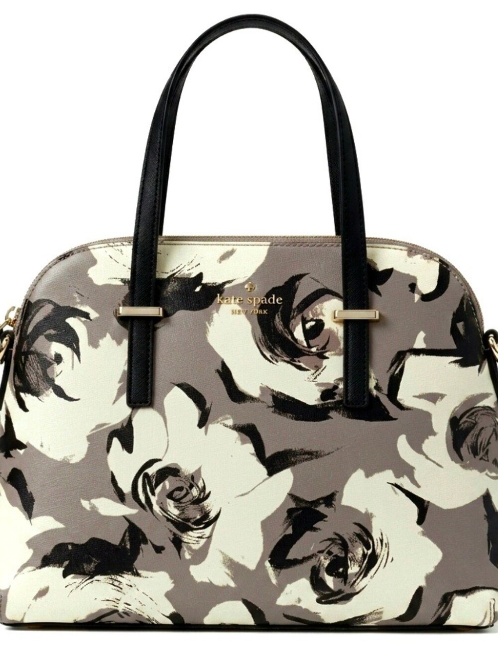 Kate Spade Rose Print Maise Satchel Floral Bag Neutral Palette